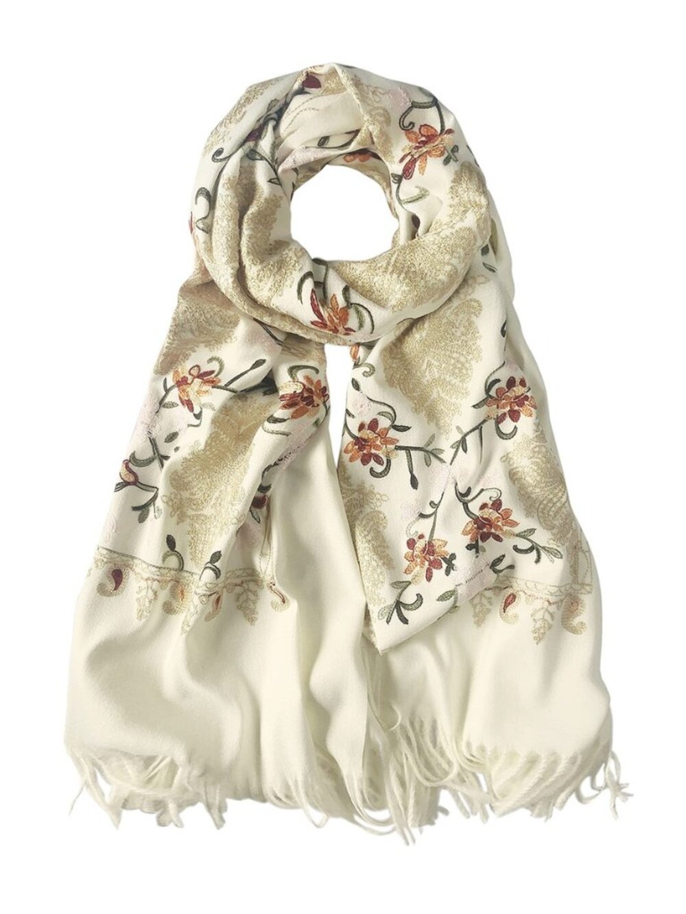 Women's Embroidered Tassel Long Shawl Oversize Scarf Wraps for Women